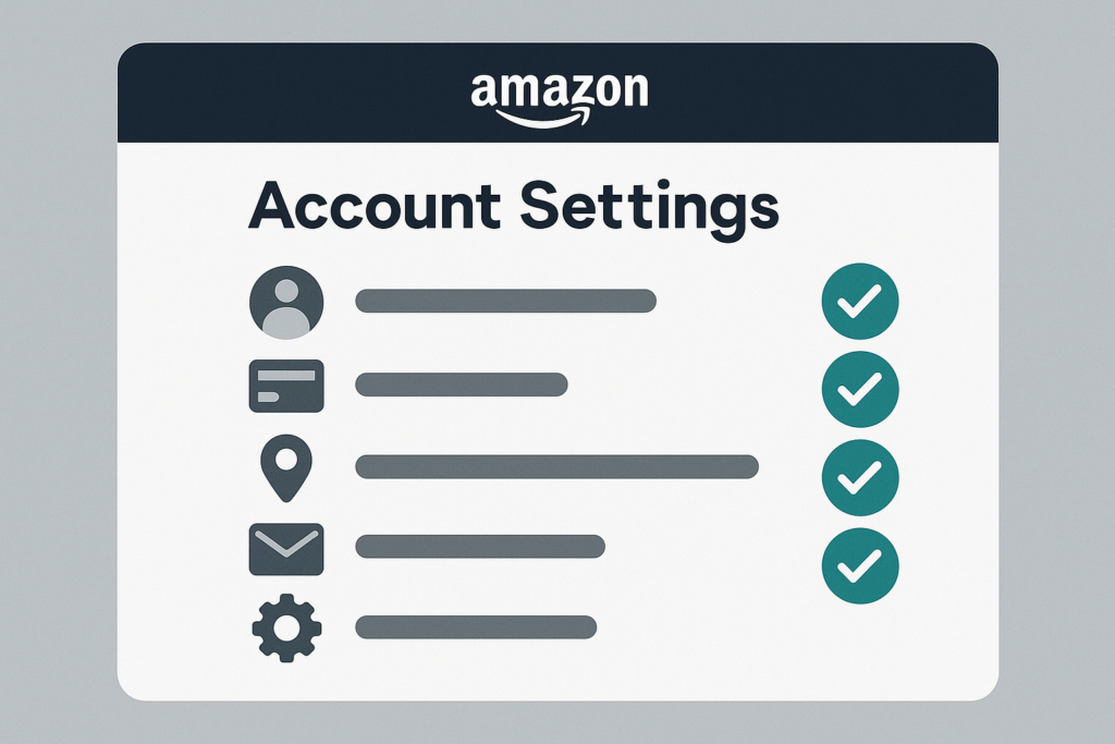 Amazon seller account settings checklist screen