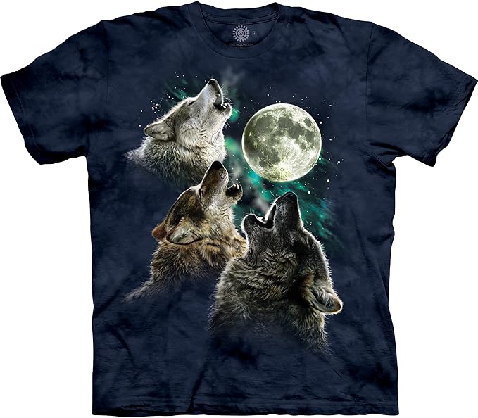 Three wolves howling at the full moon graphic t-shirt design